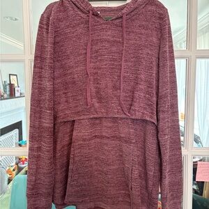 Latched mama nursing hoodie Hooded Knit Top in Mauve purple wine